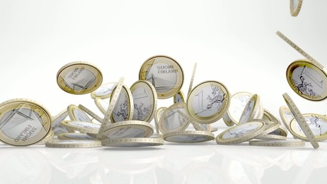 falling Euro coins in slow motion