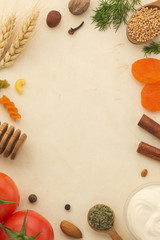 Fototapeta na wymiar spices background and food