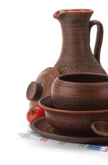 ceramic utensils on white