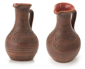 ceramic wine jug on white