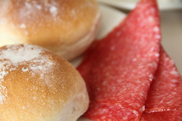 Italian salumi with bread rolls