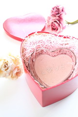 homemade strawberry mousse in heart sharp for valentines day