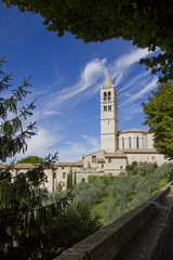 Church tower in Assisi, Tuscany, Italy