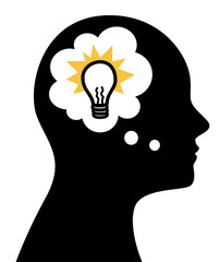 head with idea thought or speech bubble