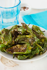 grilled pepper on the white plate