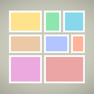 Set of blank postage stamps