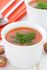 gaspacho soup in bowls