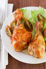 fried chicken with fresh salad