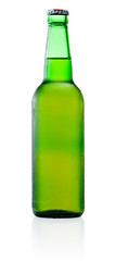 Green Beer Bottle with Condensation isolated on white background