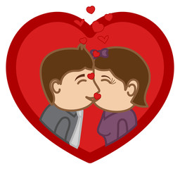 Kissing -  Cartoon Character Man & Woman