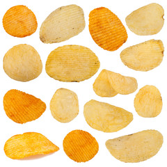 Potato chips isolated on white background