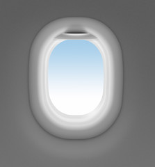 jet window with sky behind