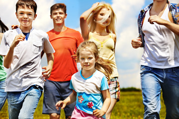 Fototapeta premium Group people summer outdoor.