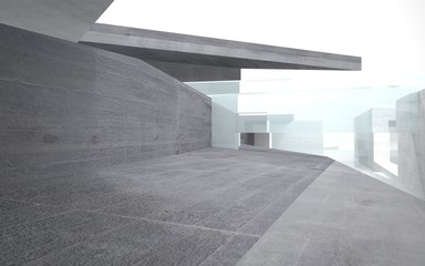 Abstract background of interior concrete and glass