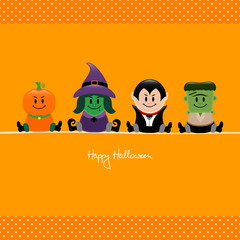 Halloween Pumpkin, Witch, Dracula & Frankenstein´s Monster Dots