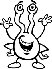strange alien cartoon coloring page