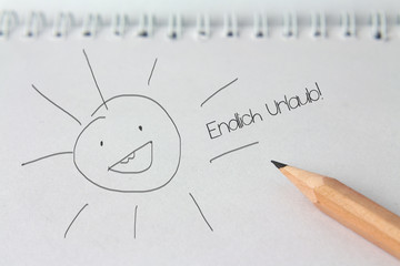 Notiz "Endlich Urlaub!"