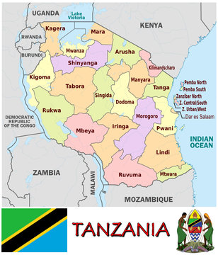 Tanzania Africa national emblem map symbol motto