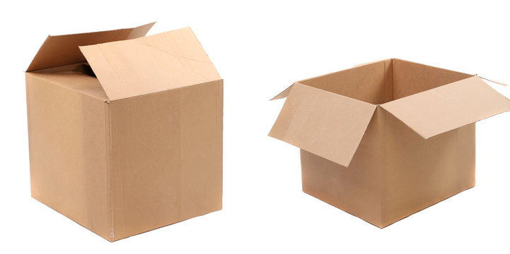 opened and closed corrugated cardboard boxes