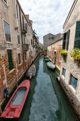 Wide angle shot of streets and canals in Venice