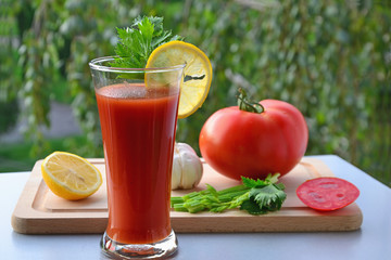 Bloody Mary cocktail and ingredients
