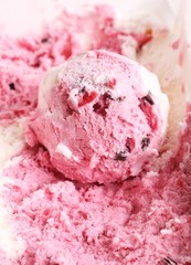 Scoop of ice strawberry cream.
