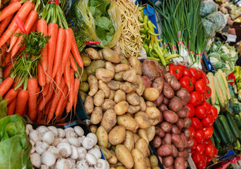 Market stalls are full of organic vegetables in Serbia