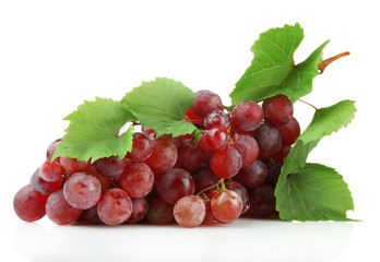 ripe sweet grapes isolated on white.