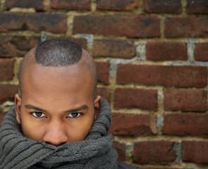 Obraz premium Fashion model with scarf covering face