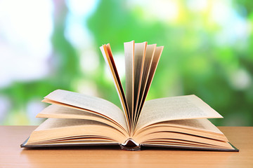 Opened book on bright background