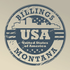 Grunge rubber stamp with name of Montana, Billings, vector