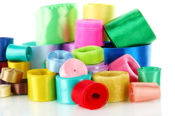 Many bright ribbons of different sizes isolated on white
