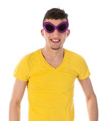 Man with funny dark sunglasses