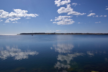 Clouds background and water reflection