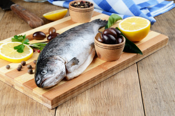 Raw trout on the board