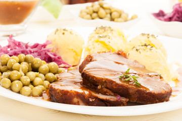 Roast pork with sauce