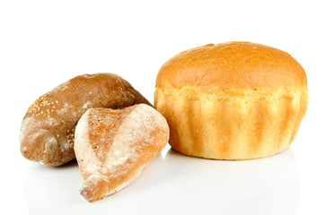 Composition with bread, isolated on white