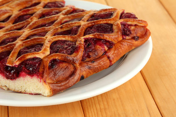 Cherry Pie on table close-up