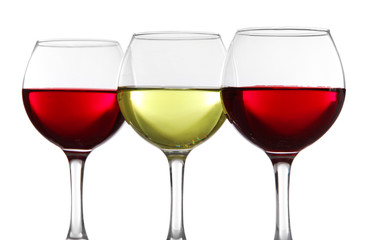 Glasses of wine isolated on white