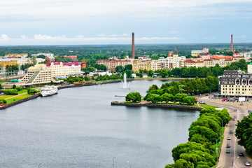 Fototapeta na wymiar View of the historical center of Vyborg