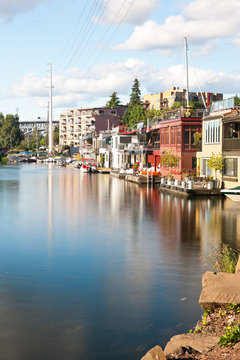 Houseboats On Lake Union In Seattle