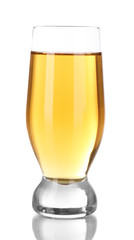 Glass of fresh apple juice isolated on white