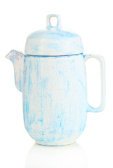 Antique white teapot isolated on white