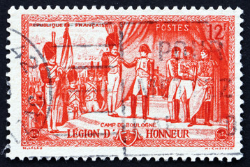 Postage stamp France 1954 Napoleon Awarding Legion of Honor Deco
