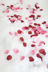 Bath water with rose petals