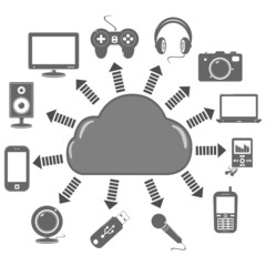 Cloud Computing concept background with a lot of icons.