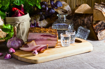 Vodka and smoked meat