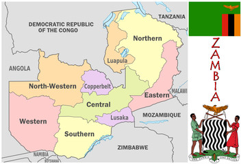 Zambia Africa national emblem map symbol motto