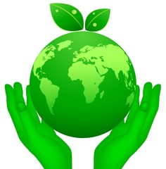 global planet and hand