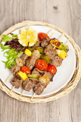 Grilled meat and vegetables